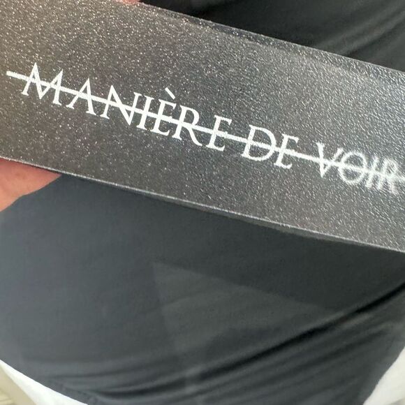 Maniere de Voir sleek & sexy contour black leather contrast bodysuit size 2 NWT - Picture 6 of 8